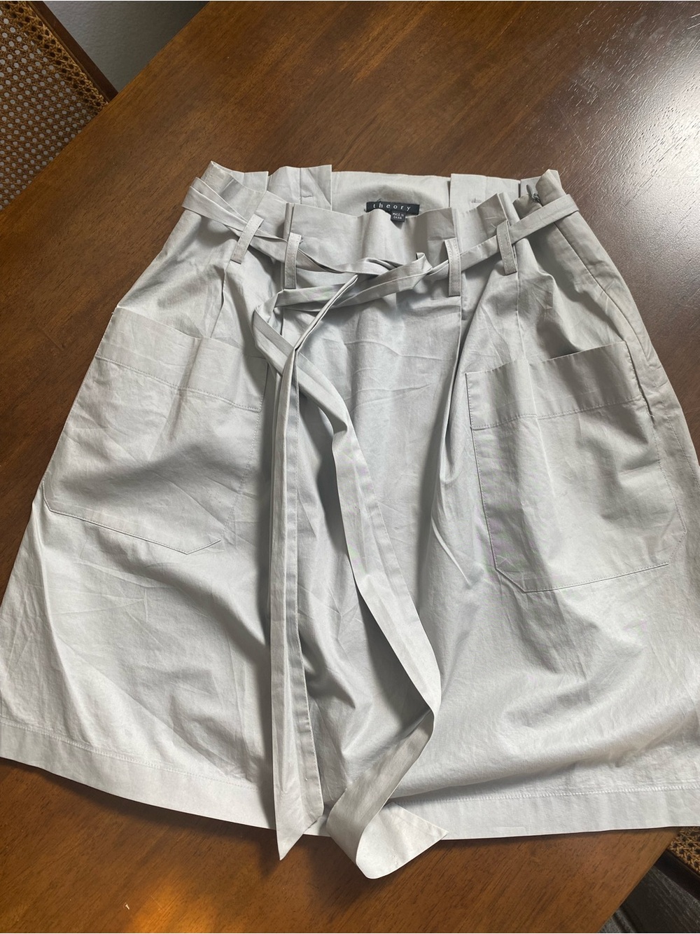 Theory Never worn Light Gray Paperbag-Waist Skirt with Tie Belt